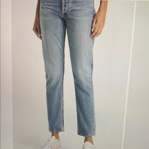 Dark blue women’s straight leg jeans